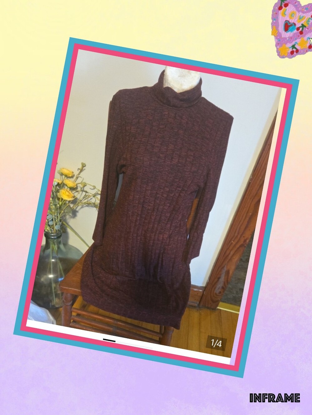 American Eagle Outfitters Berry And Black Knit Dress Size Medium